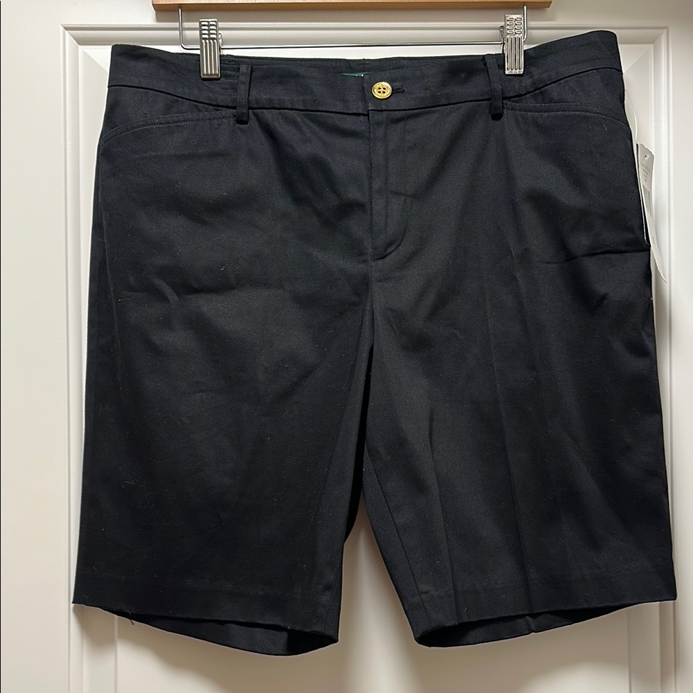 Lauren Ralph Lauren Preppy Bermuda Shorts NEW Black Flat Front Tailored